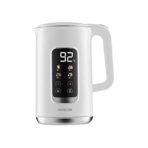 Sencor SWK 0950WH Wasserkocher, 1,7 L, 2200 W, LED-Touchscreen, Temperaturregelung 40-100°C, Warmhaltefunktion, Weiß von SENCOR