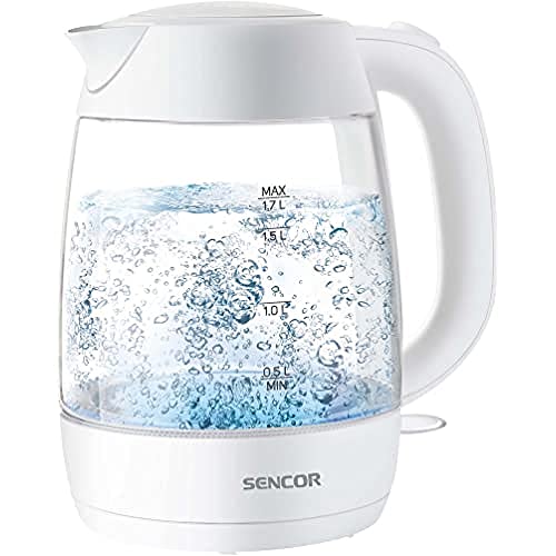 Sencor SWK 7300WH Wasserkocher aus Glas mit 1,7 Liter Fassungsvermögen - Edelstahl von SENCOR