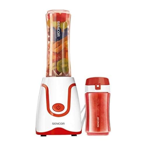 Sencor Ultra-leistungsstarker Smoothie Maker 500W, 2 Tritan-Flaschen 0,6L & 0,3L BPA-frei, Titan Anti-Oxidations-Klingen - Der leistungsstärkste Mini Blender, Ideal für Smoothies, Suppen & mehr - Rot von SENCOR