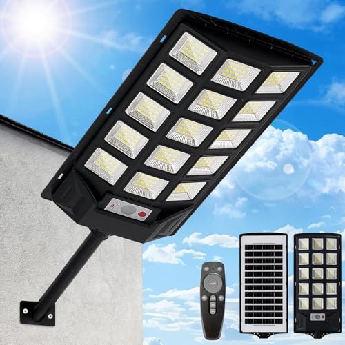 SENDALE 500W Solarlampen für außen,Solarlampen mit Fernbedienung,6500K Solar Straßenlaterne Dämmerung bis zum Morgengrauen IP66 Solar Wegeleuchte im Freien für Gärten Garage von SENDALE
