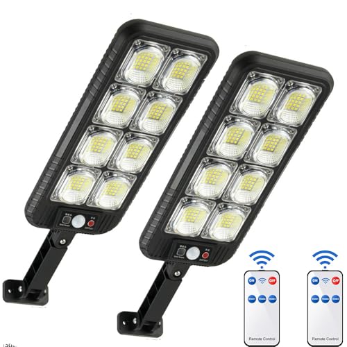 SENDALE Solar Straßenlaterne mit Fernbedienung 2 Stück,200LED Solarlampen mit Bewegungssensor,120° Beleuchtungswinkel Straßenleuchte für Außenbereich mit 3 Modi,IP65 Wasserdicht Solar Wegeleucht von SENDALE