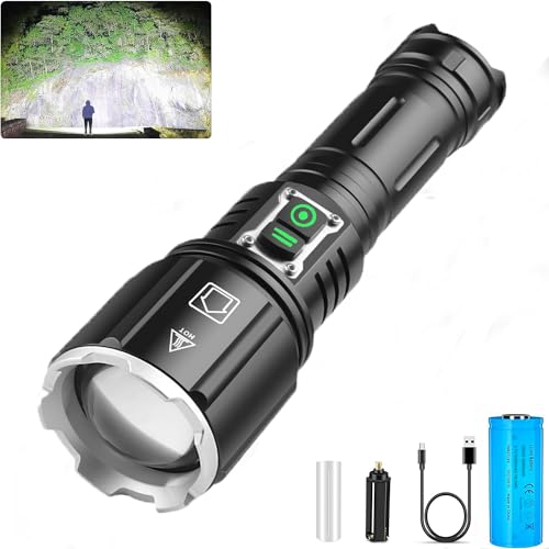 SENDALE Taschenlampe LED 120000 Lumen,Extrem Hell USB Wiederaufladbare Taschenlampen, XHP160 Taktische Taschenlampe,IP67 Wasserdicht 6 Lichtmodi für Camping Wandern Notfälle von SENDALE