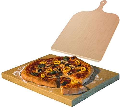 Pizzastein Schamott mit Holzschieber von SENDEO