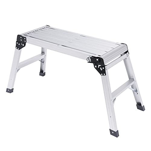 108x41x50cm Aluminium Klapptritt Trittleiter 1 Stufe Anti-Rutsch Arbeitsplattform Work Platform 150 kg Capacity, für Küche, Bad, Camping von SENDERPICK