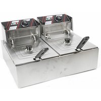 Senderpick - 12L Edelstahl Doppel Friteuse Fritteuse Fritöse Elektro Kaltzonen+2 Frittierkorb mit Öl Testsieger Leistung für Gastronomie von SENDERPICK