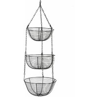 3 Etagen Körbe Hängekorb Hänge Etagere Obstkorb Küchenampel Obsthängekorb Hängeampel 84cm Schwarz von SENDERPICK