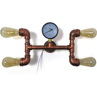 Senderpick - 4-Kopf Wasserrohr Lampe Retro Licht Digitale Steampunk Wandleuchter Wandlampe von SENDERPICK