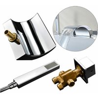 5 Loch Badewannenarmatur Set Wasserhahn mit Handbrause Waschbecken Wasserfall Wannenrand Armatur Set Chrome von SENDERPICK