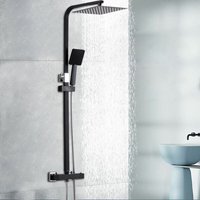 Duschsystem Regendusche Duschset Massage Duschpaneel Duschsäule Edelstahl mit Handbrause Schwarz von SENDERPICK