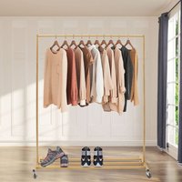 Kleiderständer 120 x 35 x 160 cm mit Universalrollen 22 vertikale Rundrohre mit Rollen von SENDERPICK