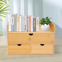 Senderpick - Schreibtisch-Organizer aus Bambus mit 3 Schubladen Tabletop Cosmetic Storage Simple Design new von SENDERPICK