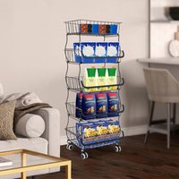 Schwarzer Gemüsekorb auf Rollen mit 5 Etagen, Gemüsefach, Obstkorb, Rollwagen, stapelbares Küchenregal aus Metall. Schwarzer Gemüsekorb auf Rollen mit 5 Etagen, Gemüsefach, Obstkorb, Rollwagen, stapelbares Küchenregal aus Metall. von SENDERPICK