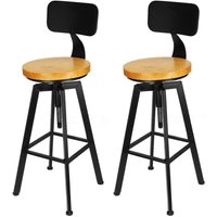 Senderpick - 2er-Set Barhocker - Höhenverstellbar (64-84 cm) - Metall und Holz - Runde Barhocker - Bistro-Hocker - Weinkühler-Hocker von SENDERPICK