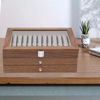 Senderpick - 34 Position Stifthalter aus Nussbaumholz Aufbewahrungsbox für Stifte Vitrine von SENDERPICK