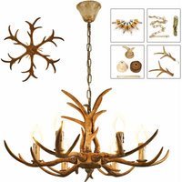 Geweih Kronleuchter Vintage Style Harz 6 Lichter Geweih Hirschgeweih Lampe Deckenleuchte Beleuchtung Hängelampe von SENDERPICK
