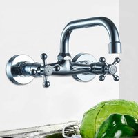 Senderpick - Küchenarmatur Wasserhahn U-Typ schwenkbarer Auslauf Wandmontage Unterputz Spüle Mischbatterie Zweigriff von SENDERPICK