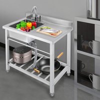 Küchenspüle aus Edelstahl mit Schneidebrett Single Bowl Freistehende Utility-Spüle von SENDERPICK