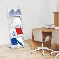 Senderpick - Prospektständer mit 4 Ebenen Faltbarer Bodenständer Magazinständer Faltbarer A3-Zeitungsständer mit 4 Ebenen Gittermodell-Weiß von SENDERPICK