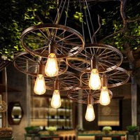 Senderpick - Retro Industrie Hängelampe Retro Hängelampe Kronleuchter Hängelampe Decke E27 Retro Metall 6 Räder für Restaurants Bars Cafeterias Bar von SENDERPICK