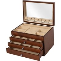 Schmuckkästchen aus Holz 4-stöckiges Schmuckkästchen mit Spiegel und 3 Schubladen Geschenk für Freundin, Frau, Mutter von SENDERPICK