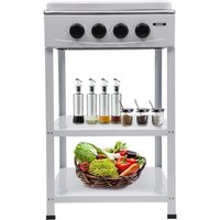 Senderpick - Vertikaler Gasherd mit vier Kochstellen und Stauraum, geeignet für Großküchen, ausgestattet mit einer klappbaren Abdeckung. von SENDERPICK