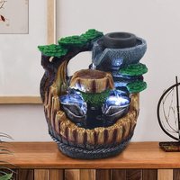 Zimmerbrunnen mit Pflanzen und LED-Beleuchtung - Zimmerbrunnen Wasserfall mit Pumpe und Beleuchtung Tischbrunnen Felsenbrunnen Schreibtischbrunnen von SENDERPICK
