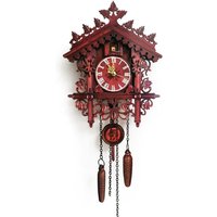 Uhr in Form eines Hauses Kuckucksuhr mit zentralem Uhrwerk Sekunde Retro-Wanduhr aus mdf für Wohnzimmer Schlafzimmer Dekoration Uhr, rot von SENDERPICK