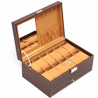 Senderpick - Uhrenkoffer Uhrenbox Uhrenkasten mit Spiegel Leder Uhrenvitrine Uhrentruhe Aufbewahrungsbox Für 12 Uhren von SENDERPICK