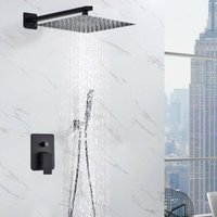 Unterputz-Duschsystem - Mattschwarz - Mit 30 x 30 cm quadratischem Duschkopf und Wasserhahn von SENDERPICK
