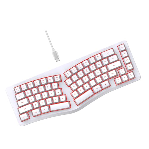 SENECESLI 69 Kabel -Kabel -Ergonomie -Tastatur, USB -Kabel -Split -Tastatur für Laptop, 18 Modi RGB -Hintergrundbeleuchtung mit Vielseitigen Anwendungen Stille Tasten für Office Home und (White) von SENECESLI