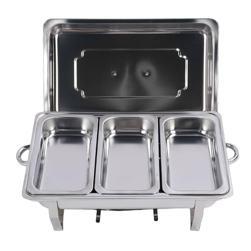 SENECESLI Buffet Chafer Serverwärmer, Faltbare Multifunktionale Leicht zu Reinigende Edelstahlbuffetschale. (Dreifachgitter) von SENECESLI