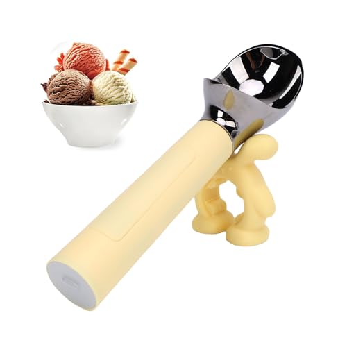 SENECESLI Elektrisch Beheizter Eisportionierer, Wiederaufladbarer Elektrischer Eisportionierer mit LED-Anzeige, Erhitzt auf 70 °C für Hartes Eis, Automatische Zeitsteuerung (YELLOW) von SENECESLI