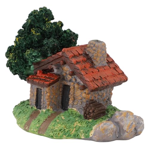 SENECESLI Haus Ornament, Vielseitiges Miniaturdorf Hütte Figur Harz Charming Lifelike für Bonsai (Kleines Steinhaus) von SENECESLI