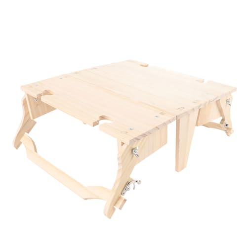 SENECESLI Holzklapppicknickkorb, Faltbarer Picknicktisch Flexible Flach 2 in 1 mit Glashalter Zum Camping (Holzfarbe) von SENECESLI