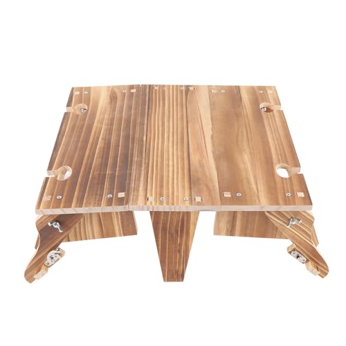 SENECESLI Holzklapppicknickkorb, Faltbarer Picknicktisch Flexible Flach 2 in 1 mit Glashalter Zum Camping (Holzkohlefarbe) von SENECESLI