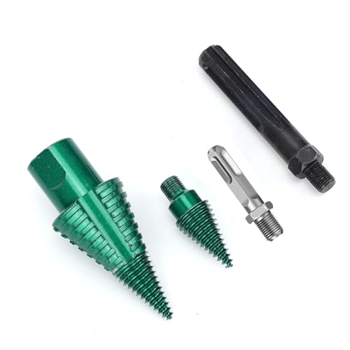 SENECESLI Holzsplitter Drill Bit, Block Splitter -Kegel Bit Set Abnehmbar mit Quadrat und 5 Grubenschaft, 45 Stahlbrennholz -Splitter Bohrer für die Verwendung von Camping Im Freien Im Freien von SENECESLI