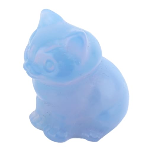 SENECESLI Kristallsteinkatze, Glückliche Symbol Handgeschnitzte Katzen -Figur Süßes Erscheinungsbild Leicht Kompakte Größe Polierter Look für Office Desk Dekoration (Typ 1) von SENECESLI