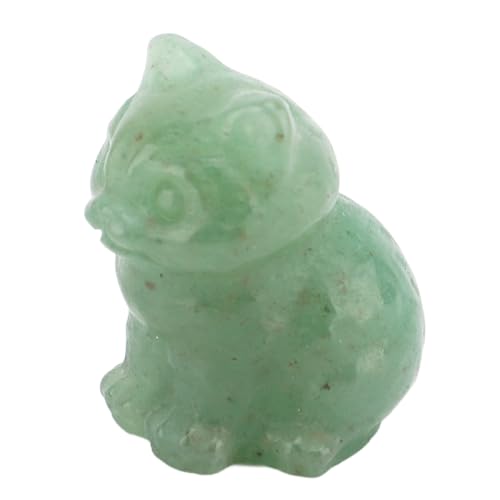 SENECESLI Kristallsteinkatze, Glückliche Symbol Handgeschnitzte Katzen -Figur Süßes Erscheinungsbild Leicht Kompakte Größe Polierter Look für Office Desk Dekoration (Typ 2) von SENECESLI
