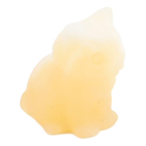 SENECESLI Kristallsteinkatze, Glückliche Symbol Handgeschnitzte Katzen -Figur Süßes Erscheinungsbild Leicht Kompakte Größe Polierter Look für Office Desk Dekoration (Typ 3) von SENECESLI