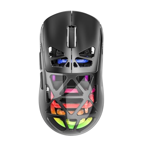 SENECESLI Leichte Drahtlose Gaming Maus, 2,4g Bt Kabel 3 Modi Computer Maus Transparent Hohl, Geeignet fürWin Android Geeignet (Black) von SENECESLI