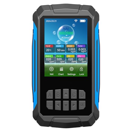 SENECESLI Professioneller Detektor in Indoor -Luftqualität, Tragbarer Lufttester mit 2,8 -Zoll Display Bildschirm für die Luftfeuchtigkeit VOC PM2.5 PM10 CO2 CO2 (BLACK) von SENECESLI
