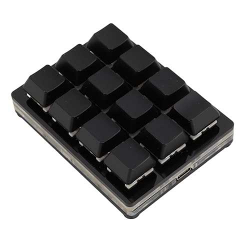 SENECESLI Programmierbare Tastatur mit 12 Tasten, Kleine Mechanische RGB Gaming Tastatur mit USB Kabel und Rotem Schalter, Einhand Makrotastatur für für Linux für OS X (Black) von SENECESLI