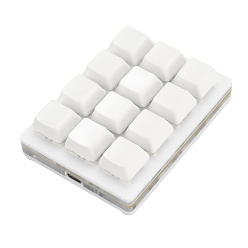 SENECESLI Programmierbare Tastatur mit 12 Tasten, Kleine Mechanische RGB Gaming Tastatur mit USB Kabel und Rotem Schalter, Einhand Makrotastatur für für Linux für OS X (White) von SENECESLI