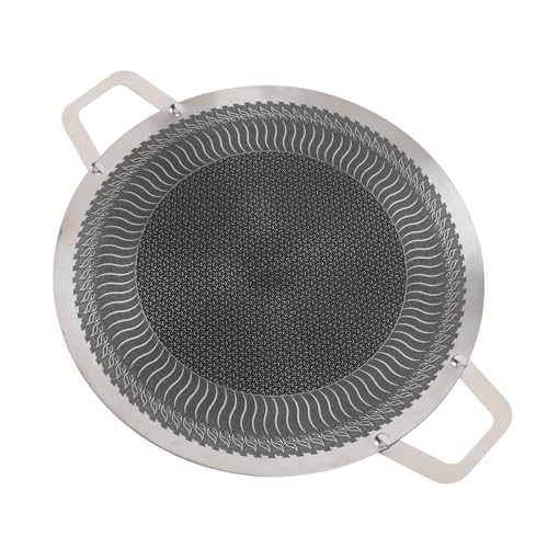 SENECESLI Runde Bratpfanne, Koreanische Grillpfanne Doppelte Griffdosend aus Edelstahl Zum Campen (34 cm) von SENECESLI