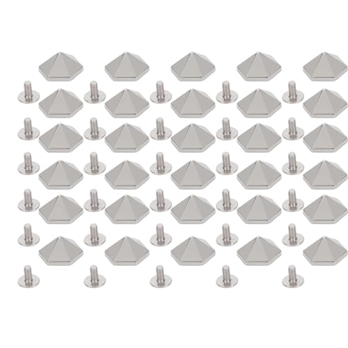 SENECESLI Schraubennieten, Abriebsichere Lederhandwerksnieten 30 Sets Multifunktionale Hex -Pyramidenform für Schuhe (SILVER) von SENECESLI