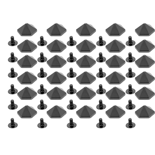 SENECESLI Schraubennieten, Abriebsichere Lederhandwerksnieten 30 Sets Multifunktionale Hex -Pyramidenform für Schuhe (Silberschwarz) von SENECESLI