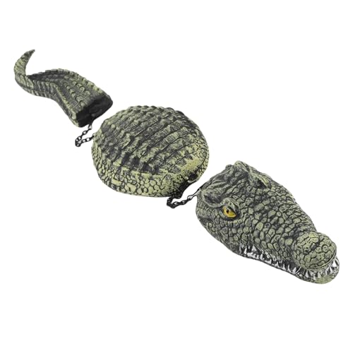 SENECESLI Schwimmender Alligatorköder, 32,9 Zoll Alligatorpool Float, 3 Segment Floating Crocodile Decoy, Entenschützer für Pool und Teich, Kunststoff Falsches Krokodil von SENECESLI
