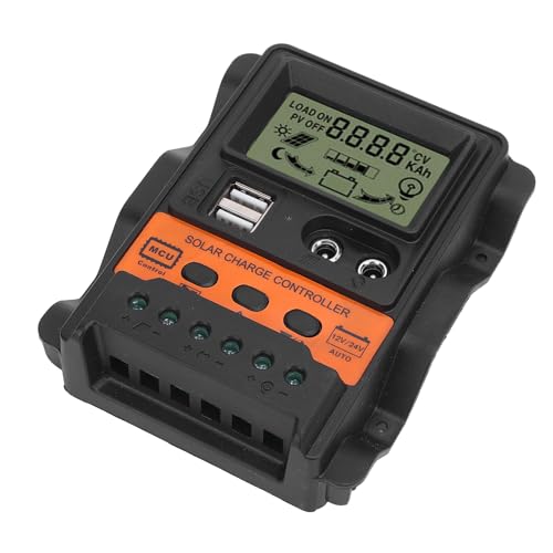 SENECESLI Solar -Ladungs ​​-Controller, Stromausfallspeicherfunktion 12V 24V Automatische Anpassung Dual USB -Ports Solar Panel Regulator für Off Grid System (60A) von SENECESLI