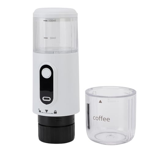 SENECESLI Tragbare Kaffeemaschine, 100 Ml Abs Metall Tragbare Kaffeemaschine Kapsel und Kaffeepulver Zum Camping (WHITE) von SENECESLI