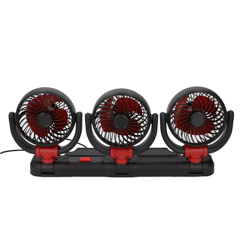 SENECESLI Tragbarer Kühlventilator, Sichere Installationsklapp 3 -Köpfe -Autoventilator für Fahrzeuginterne (24V) von SENECESLI
